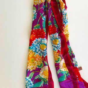 Worthington 100% Silk Women's Bright Floral Scarf